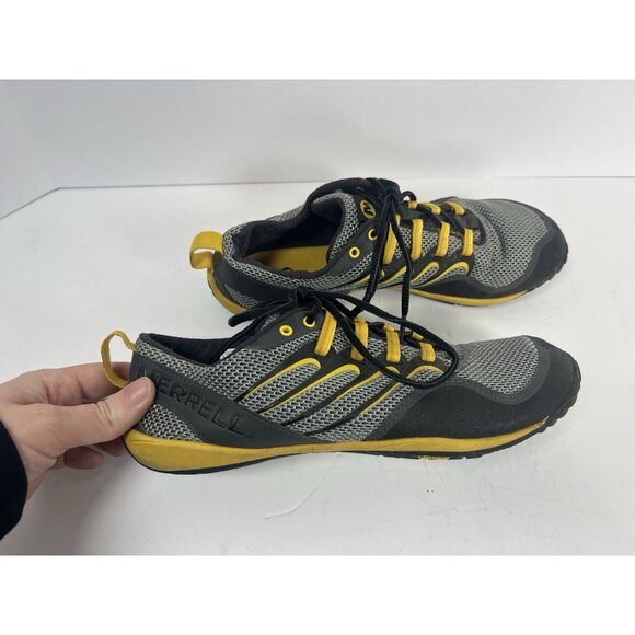 Merrell Barefoot Trail Glove Men 9.5 Shoe Hiking Running Smoke Adventure Yellow - Picture 2 of 6